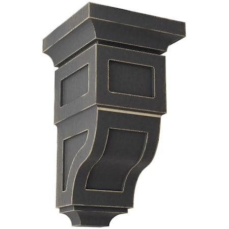 Ekena Millwork 5"W x 5 3/4"D x 10"H Medium Reyes Wood Vintage Decor Corbel, Black CORWD05X05X10RYBL